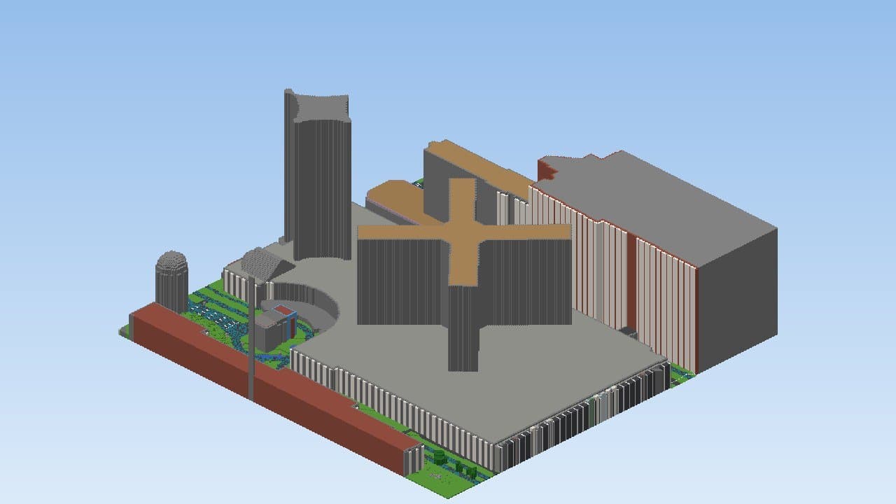 Las Vegas als Minecraft-Welt, erzeugt mit der CartoVoxel-Engine