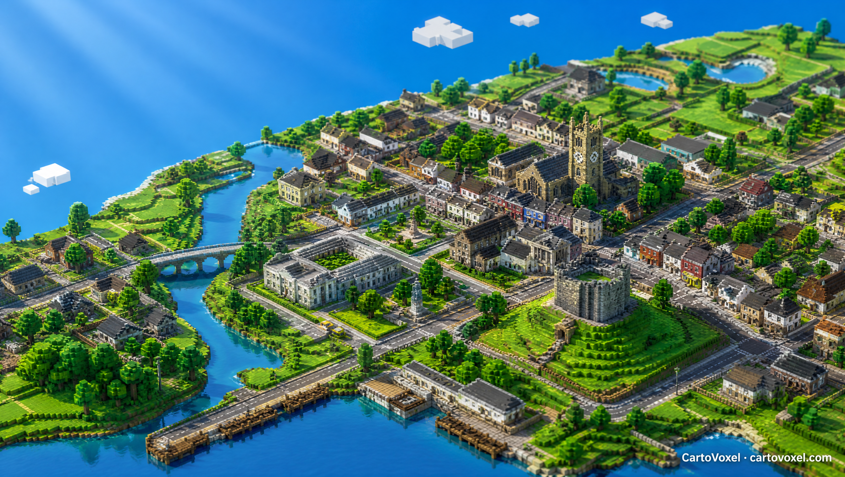 Minecraft world preview of Okehampton, West Devon