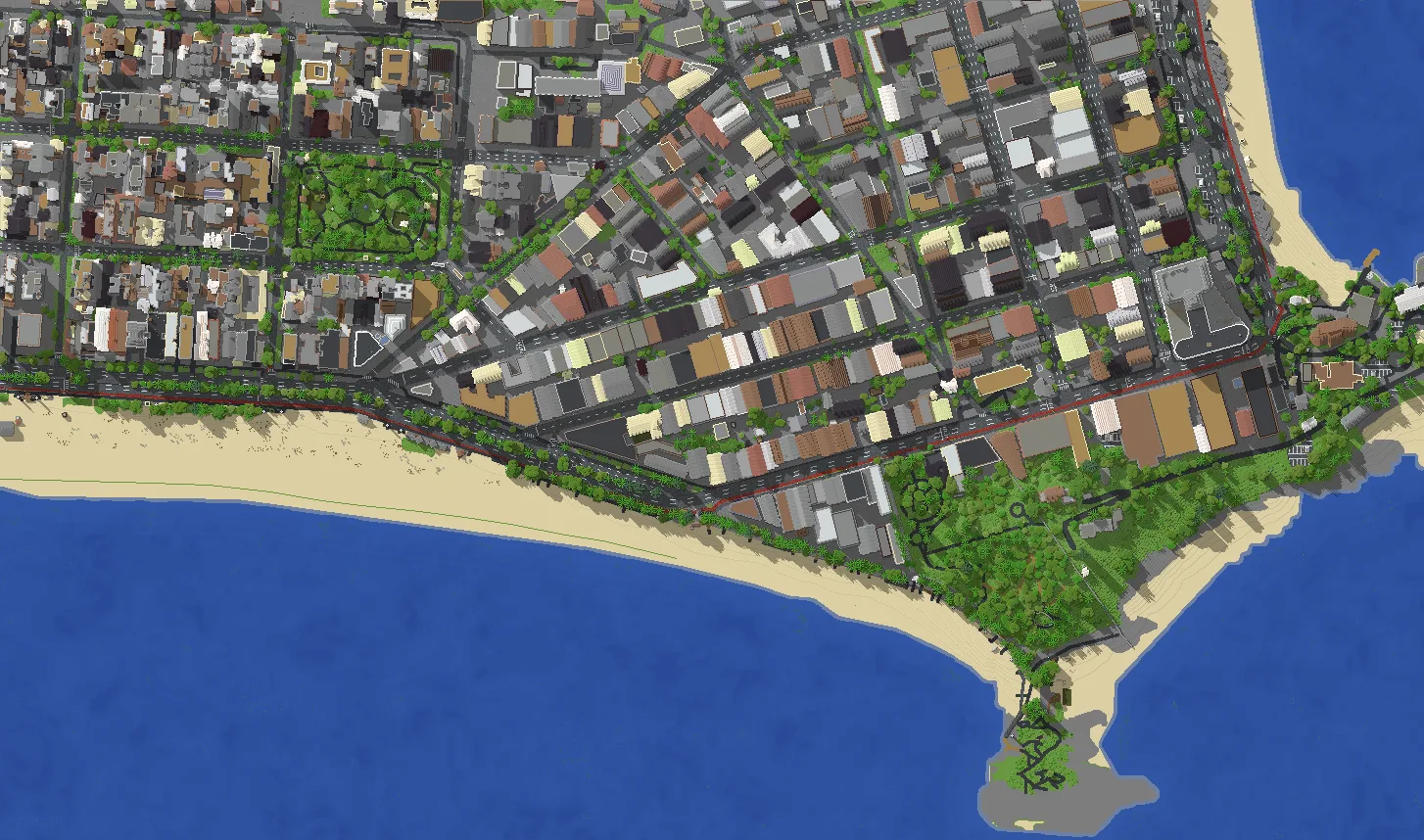 Top-down view of the Rocinha Minecraft world