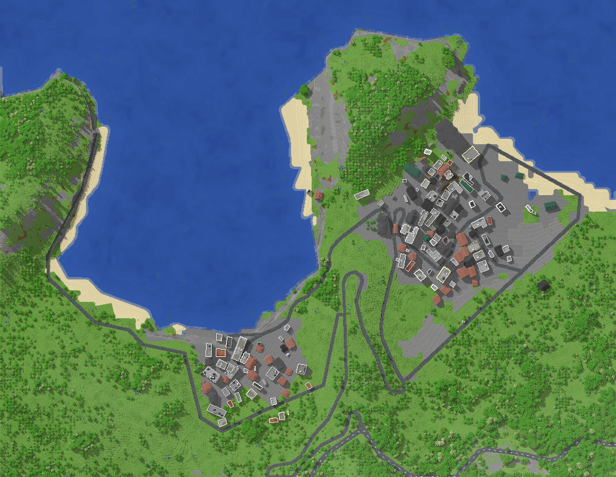 Top-down view of the New York City Minecraft world